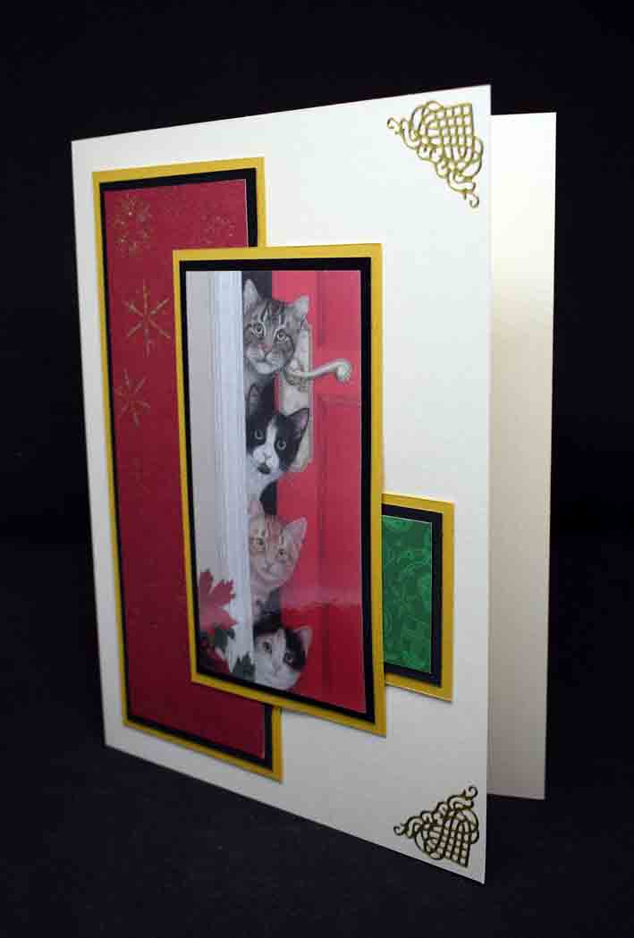 Carte de Noël en relief, motifs chats de NOËL