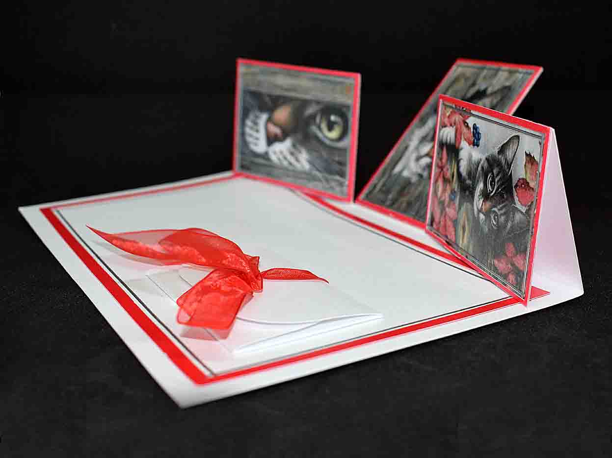 Carte anniversaire chat 3D personnalisable - carte fait main originale animaux - cadeau unique