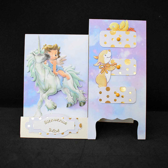 Carte de Naissance en relief pop up, chambre commode et 3D licorne
