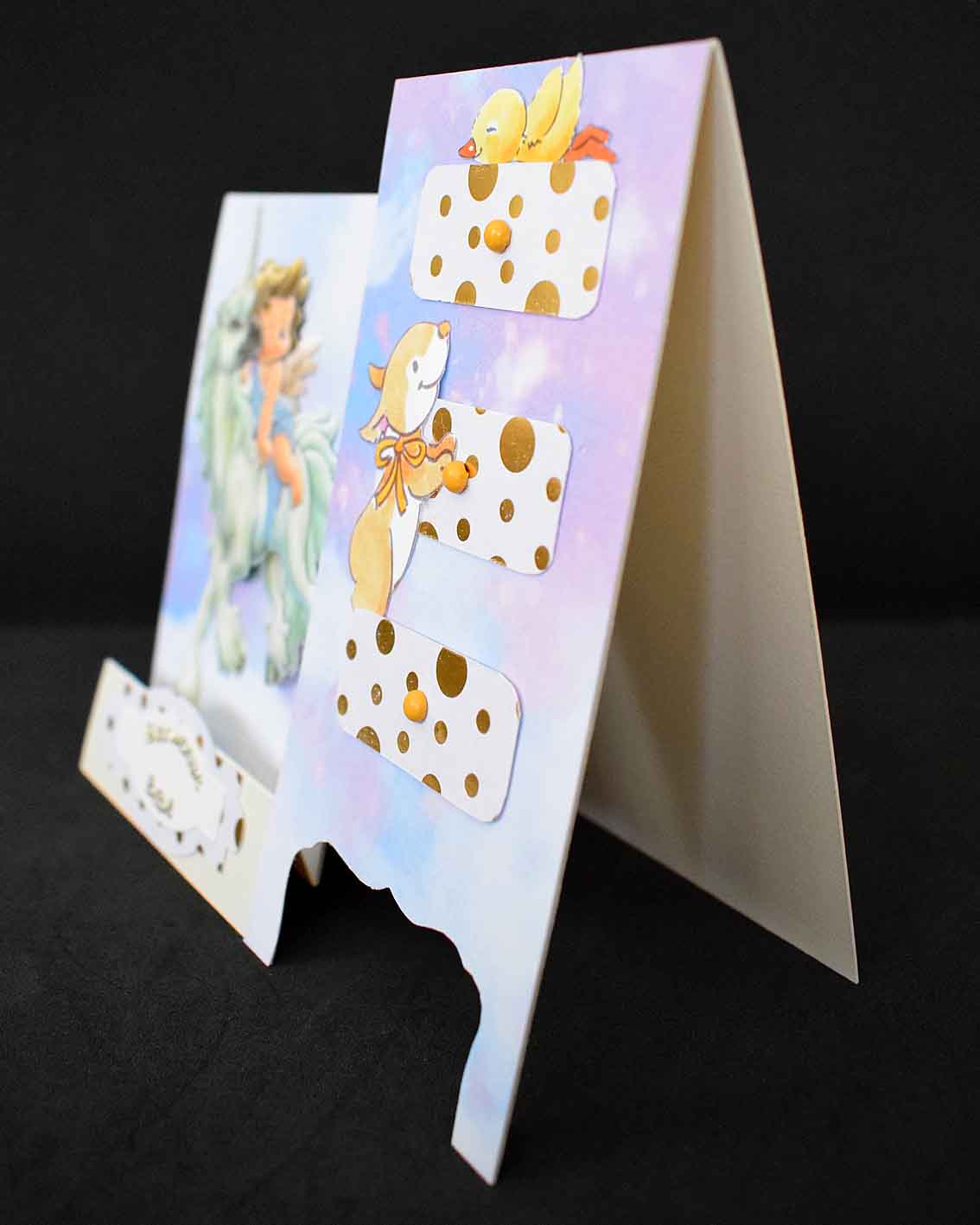 Carte de Naissance en forme de chevalet à la licorne - Carte bébé 3D faite main