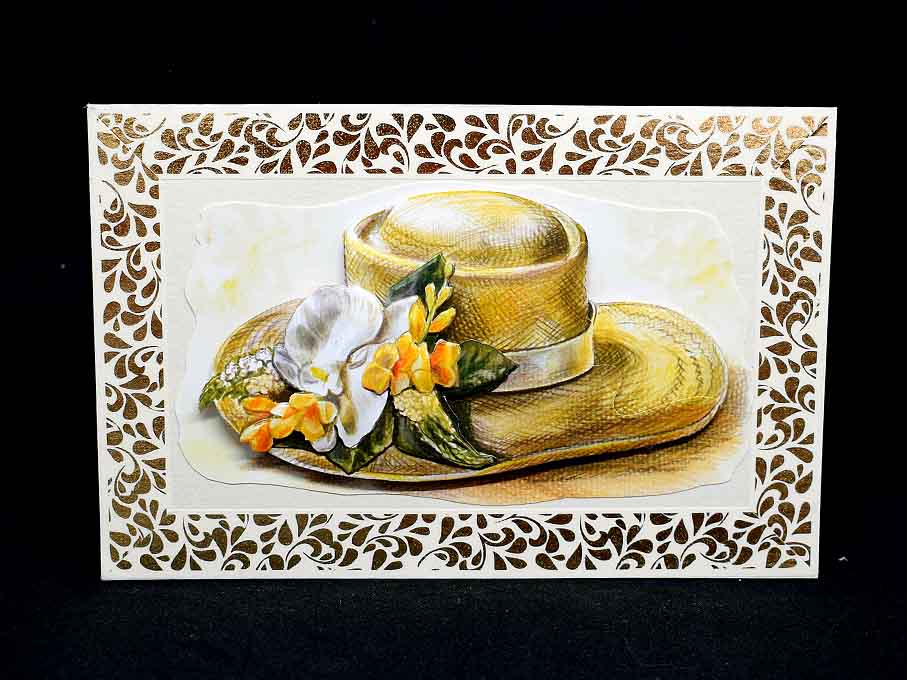 Carte anniversaire chapeau de paille 3D - création artisanale unique