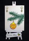 Carte Chevalet pour Noël en papier "branche de sapin brodée"