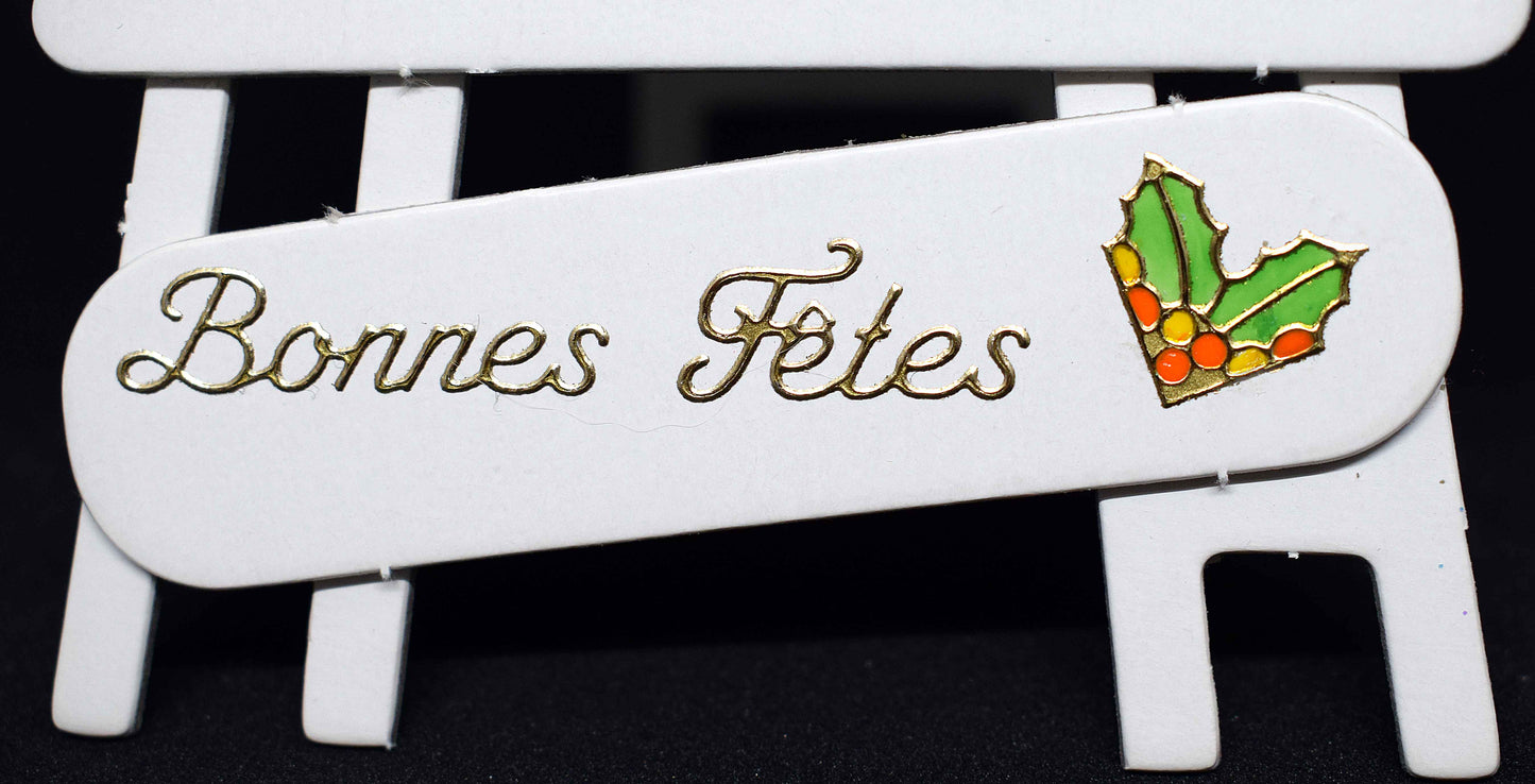 Carte Chevalet pour Noël en papier "branche de sapin brodée"