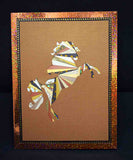 Carte patchwork pour occasion divers en 3D marron au motif cheval