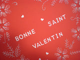 Carte pour saint valentin brodée " coeur blanc "