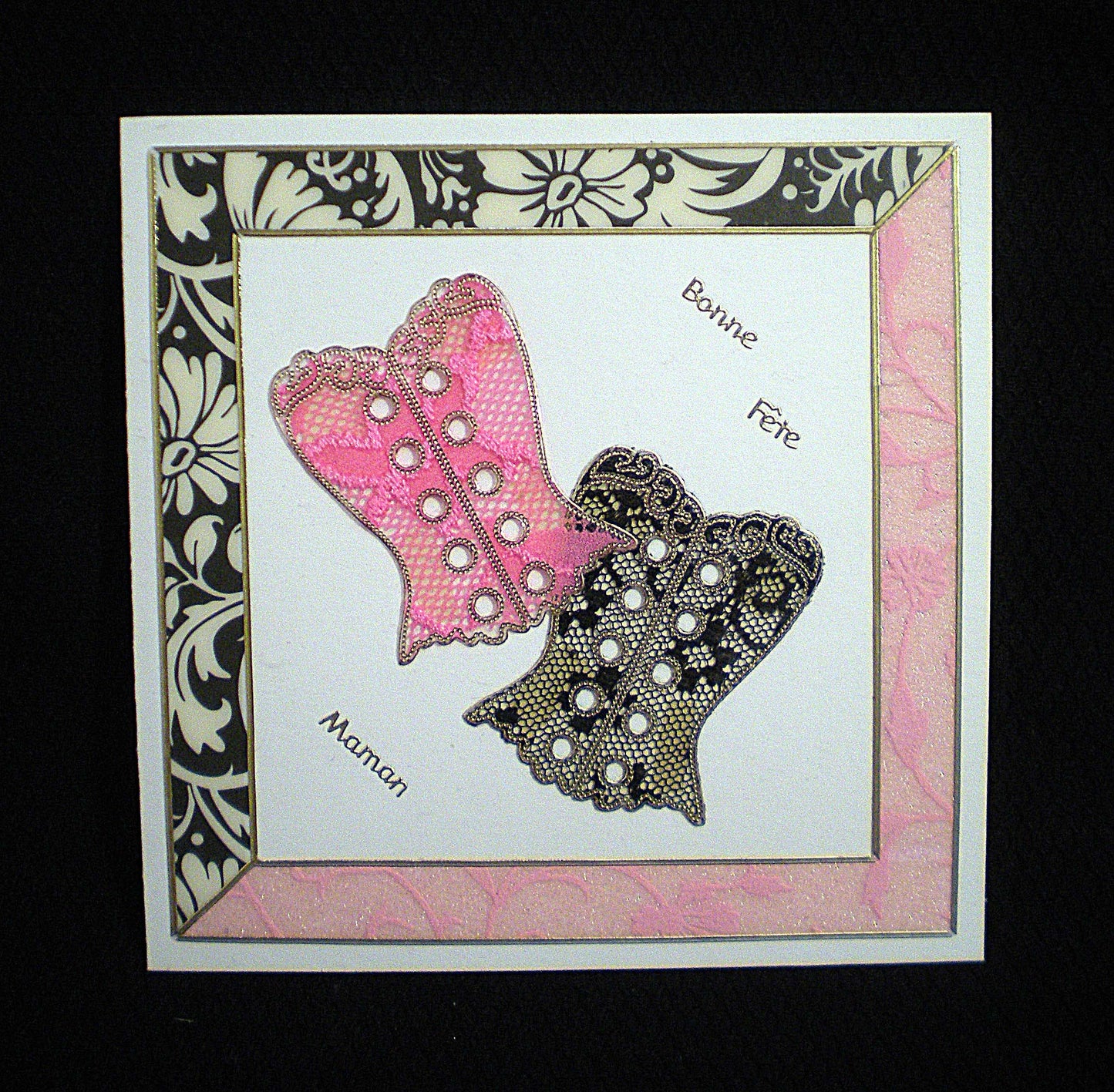 Carte Fête des mères 3D "corsets" - création artisanale élégante et féminine