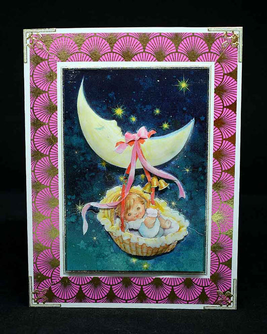 Carte de naissance petite fille -  Carte bébé 3D faite main