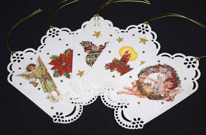 Etiquettes à cadeaux en relief "Anges et Bougies de Noël"