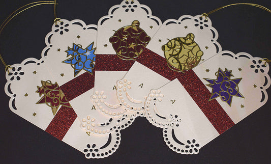 Étiquettes cadeaux Noël Etoiles et Boules de Noël en relief – lot de 5 étiquettes artisanales personnalisables