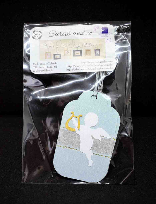 Étiquettes cadeaux Noël ange en relief – lot de 5 étiquettes artisanales personnalisables