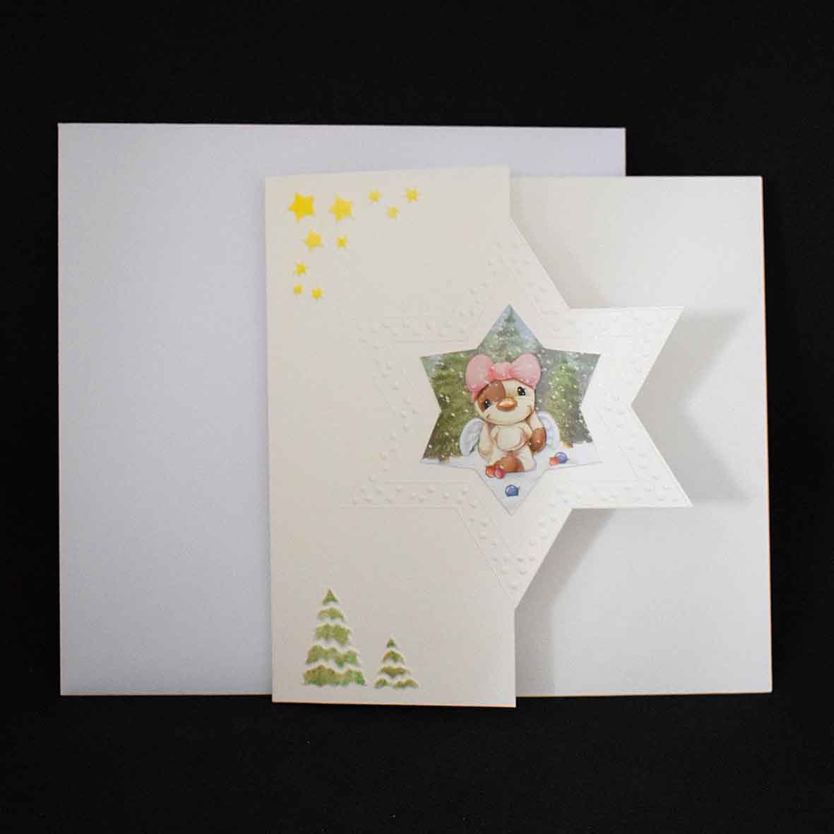 Carte de Noël artisanale 3D – ange de Noël, carte faite main