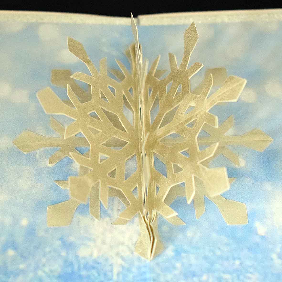 Carte Pop Up Flocon De Neige Avec Cœur - Carte 3D Musicale Pour Noël (Modèle LIN17082 N442)