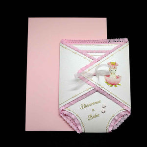 Carte de naissance lange rose, bébé en 3D dentelle en coton rose