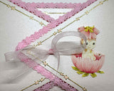 Carte de naissance lange rose, bébé en 3D dentelle en coton rose
