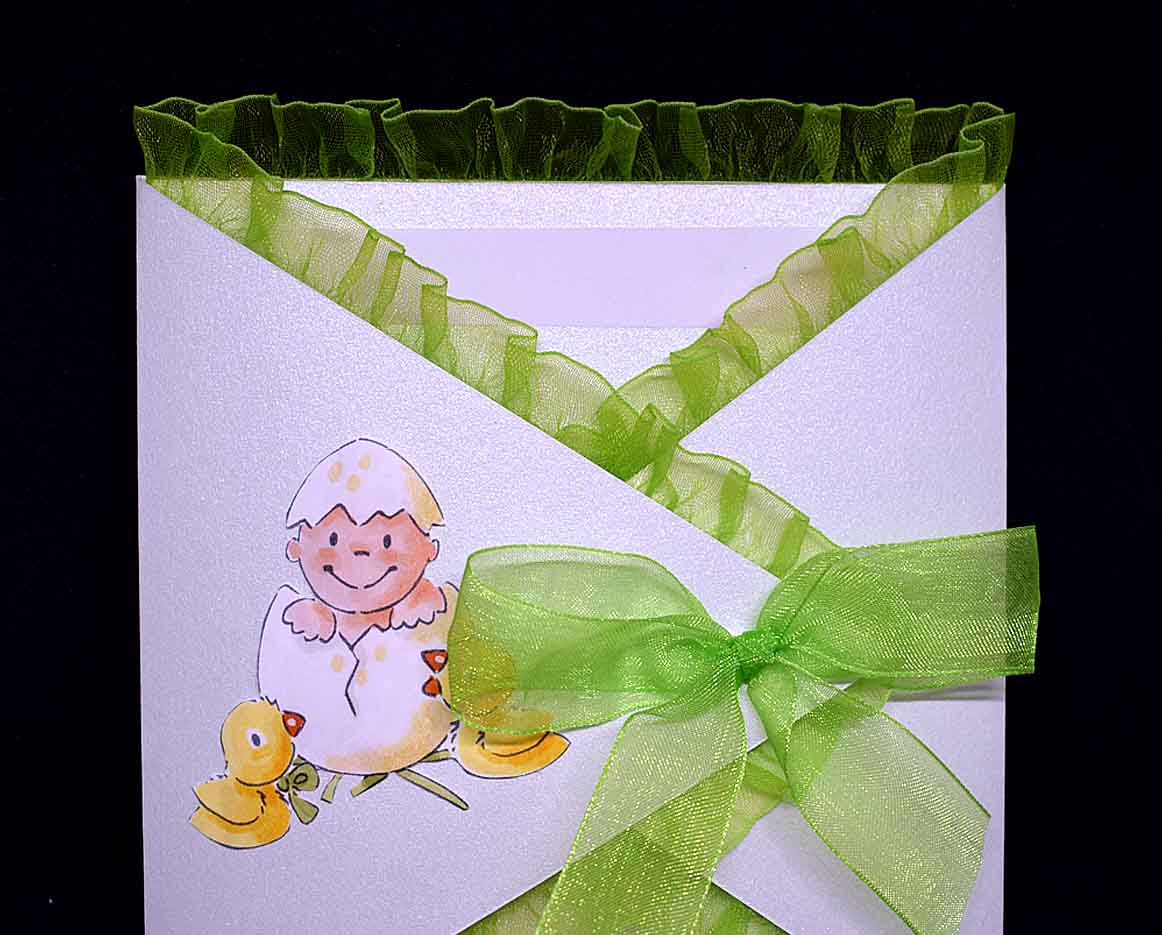 Carte de naissance en forme de lange blanche – Carte bébé 3D faite main avec dentelle