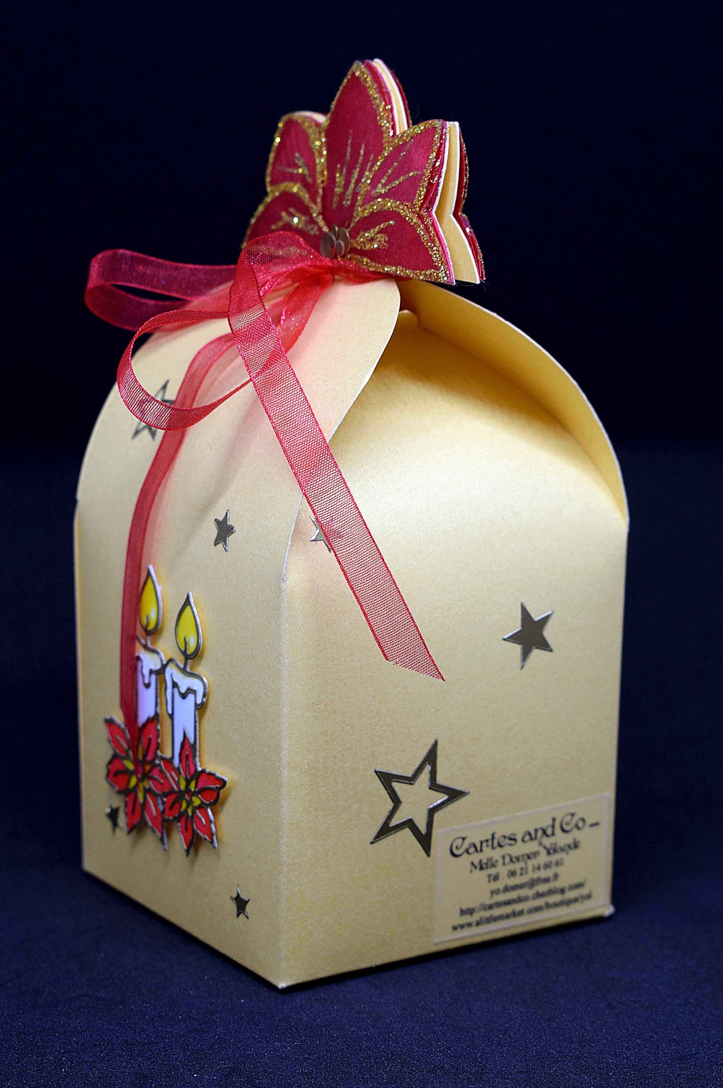 Lanterne surprise de Noël en papier – Carte cadeau originale – Décoration lumineuse poinsettia