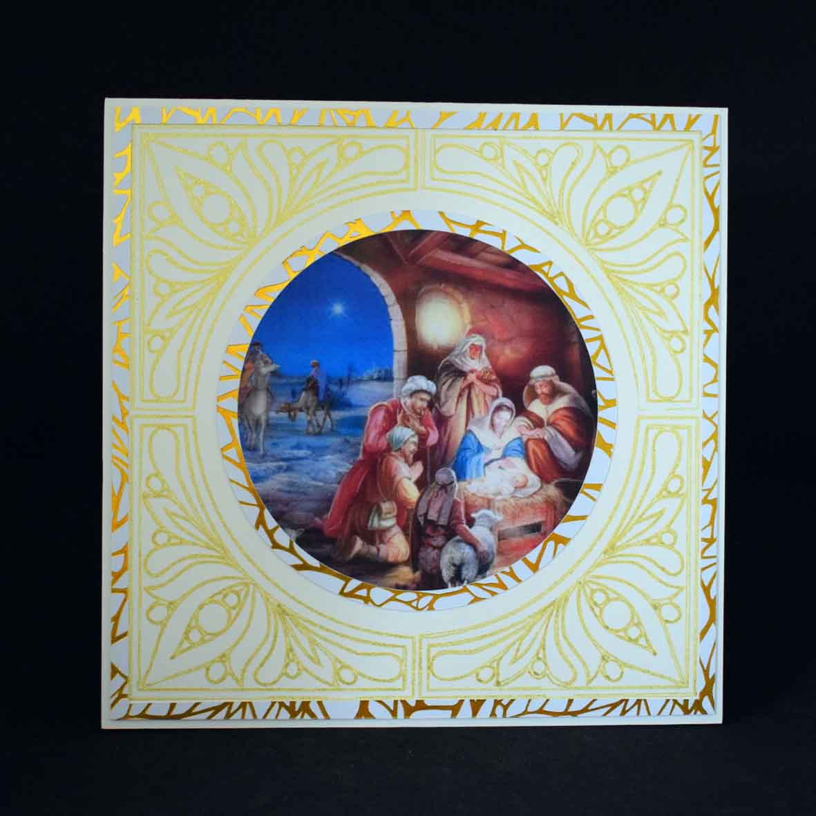 Carte de Noël artisanale 3D – la sainte famille, carte faite main