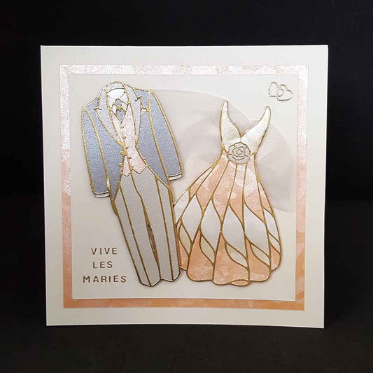 Carte de mariage en relief, costumes de mariage, tulle au tour orangé