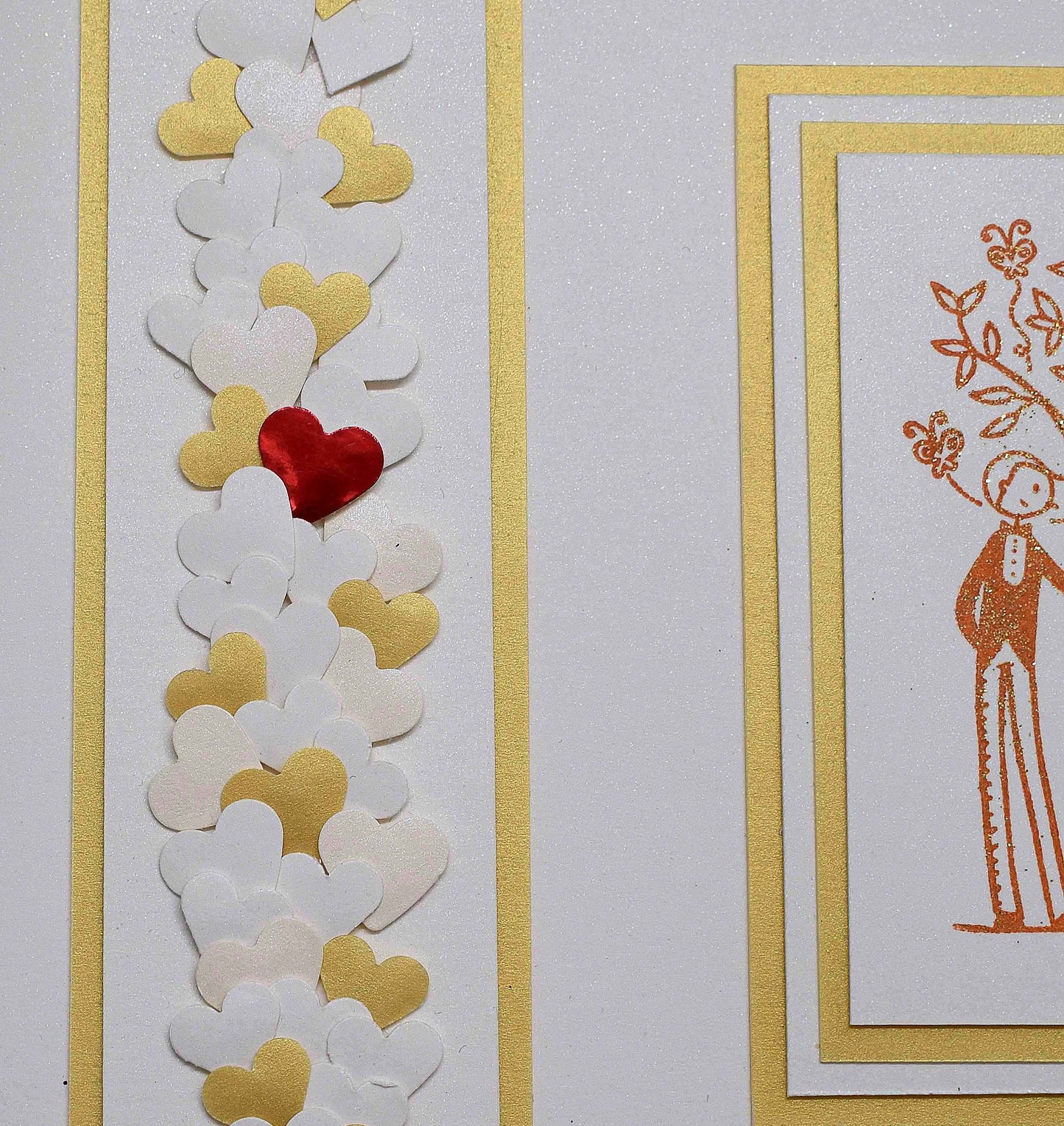 Carte de mariage artisanale 3D coeurs - faire-part élégant et original