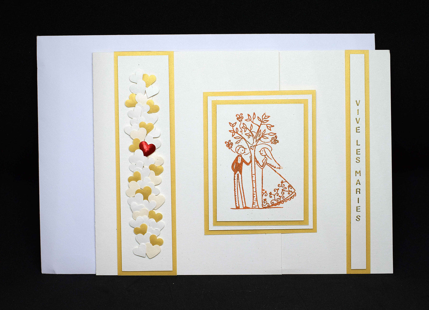 Carte de mariage artisanale 3D coeurs - faire-part élégant et original