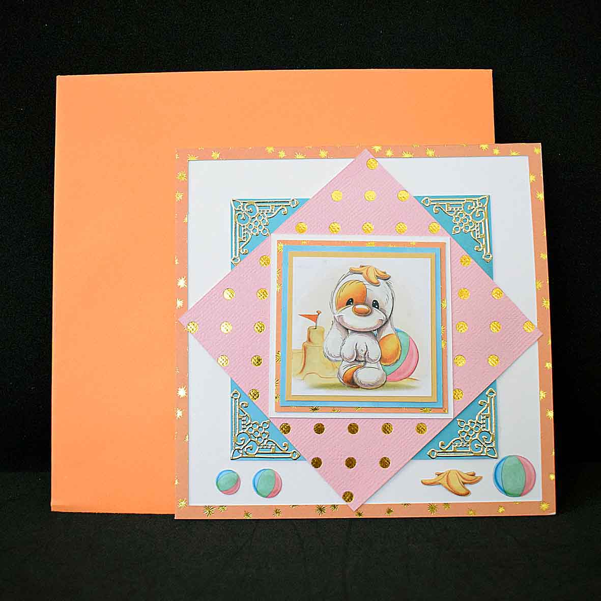 Carte marine "Mylo" fille à la plage en relief