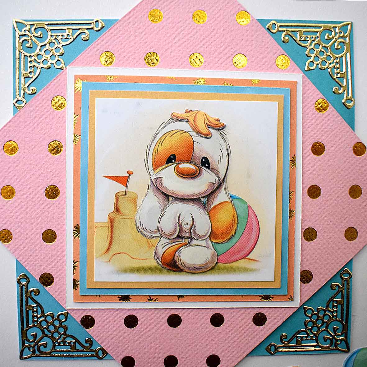 Carte marine "Mylo" fille à la plage en relief