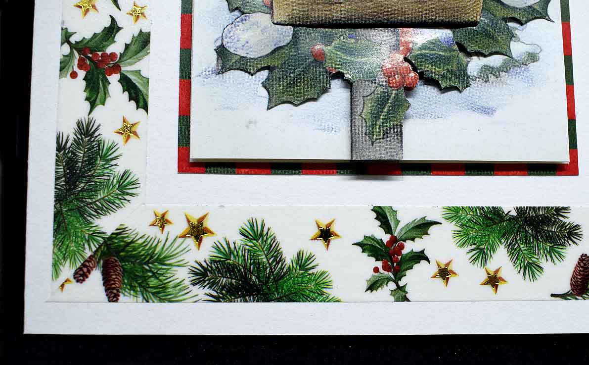 Carte pour noel ou fin d'année blanche motif mangeoire et oiseaux en 3D