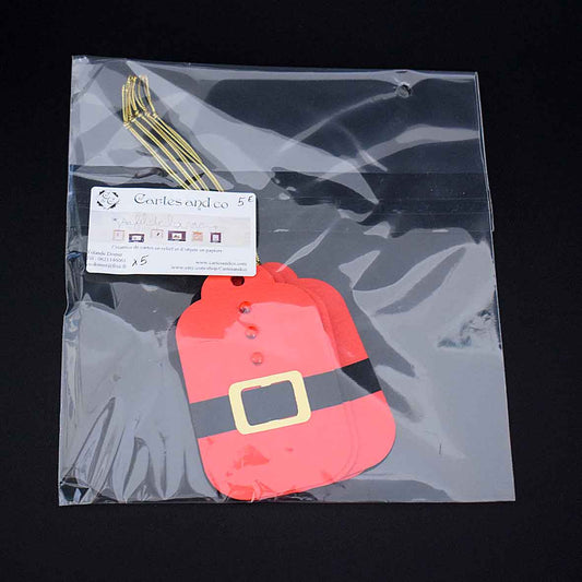 Étiquettes cadeaux Noël pére noêl en relief – lot de 5 étiquettes artisanales personnalisables