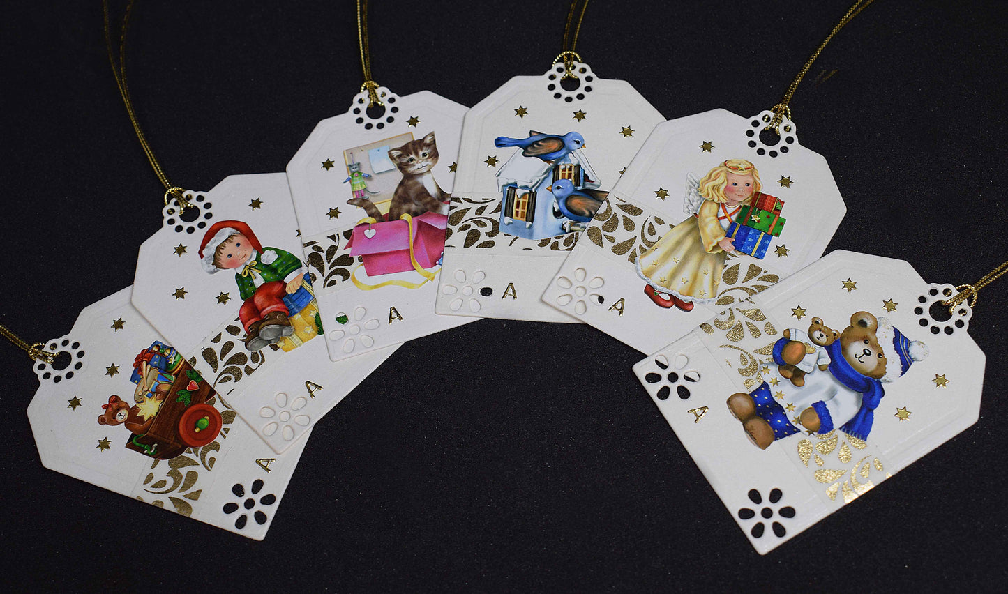 Etiquettes à cadeaux en relief "personnages de Noël"