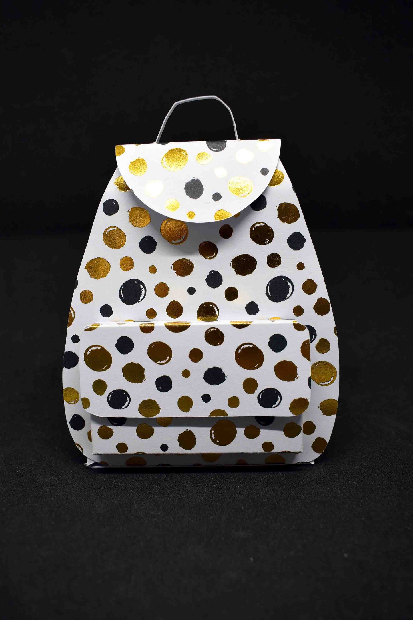 Petit sac à cadeau artisanal blanc à pois dorés - boite surprise élégante personnalisable