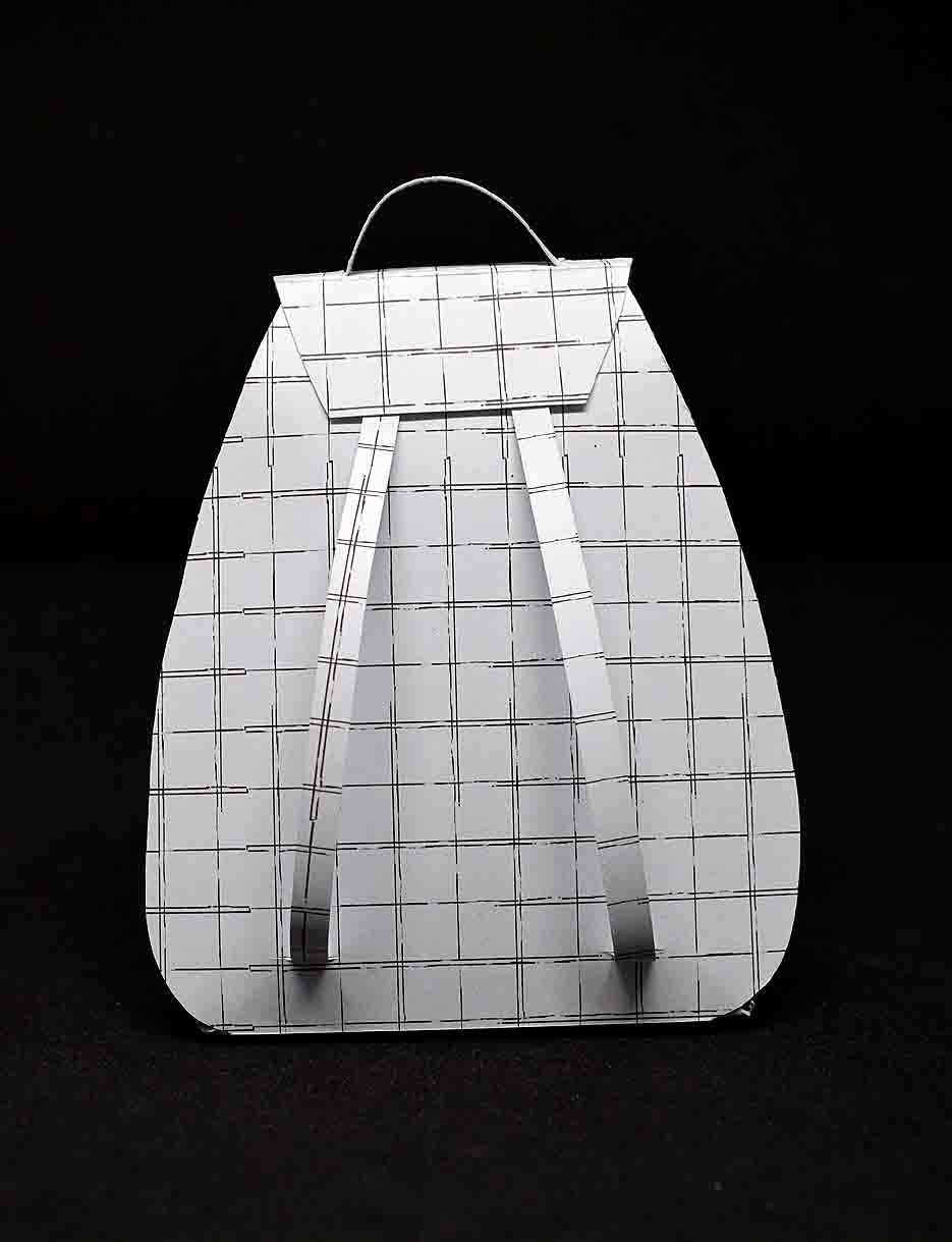 Petit sac à cadeau artisanal blanc à rayures noires - boite surprise élégante personnalisable