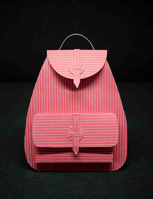 Petit sac à cadeau artisanal rouge à rayures blanches - boite surprise élégante personnalisable