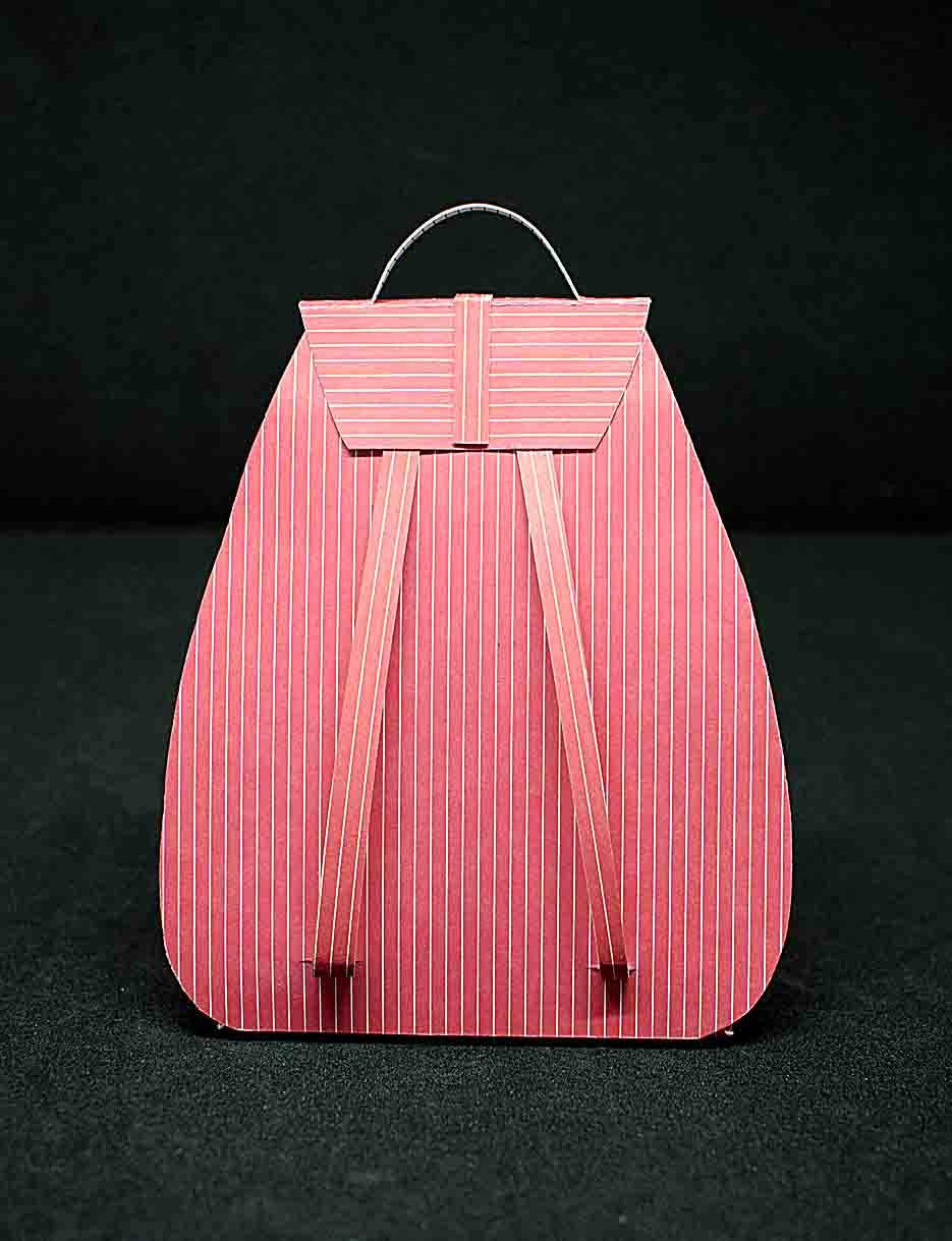 Petit sac à cadeau artisanal rouge à rayures blanches - boite surprise élégante personnalisable