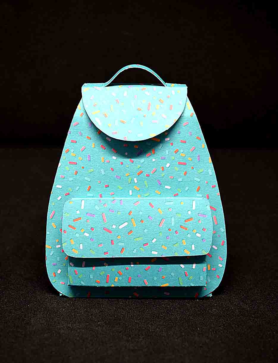 Petit sac à cadeau artisanal blanc bleu confettis - boite surprise élégante personnalisable