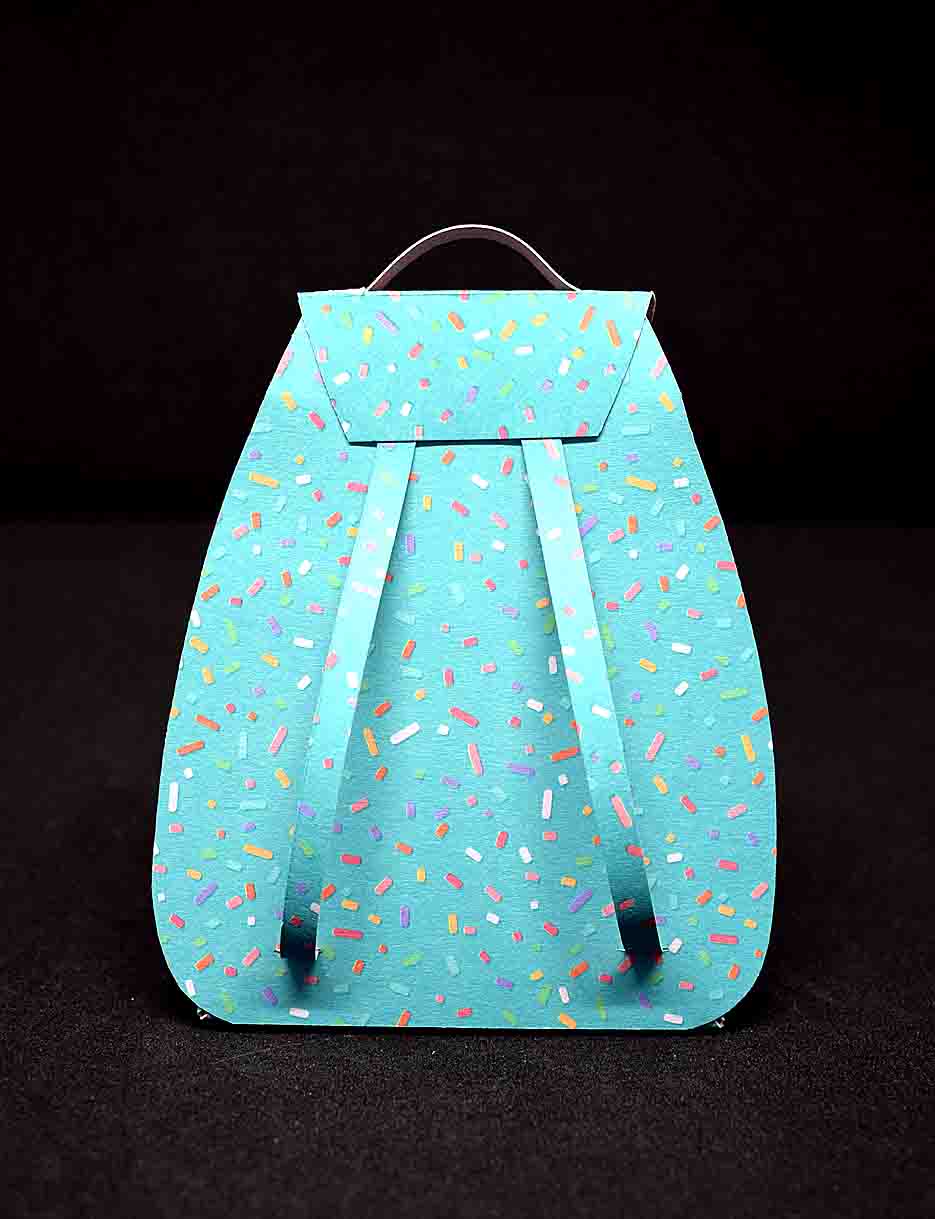 Petit sac à cadeau artisanal blanc bleu confettis - boite surprise élégante personnalisable