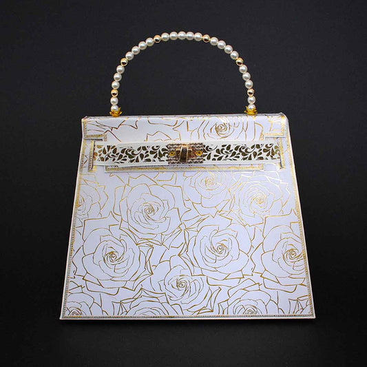 Boîte surprise élégante en forme de sac – coffret cadeau artisanal blanc et doré