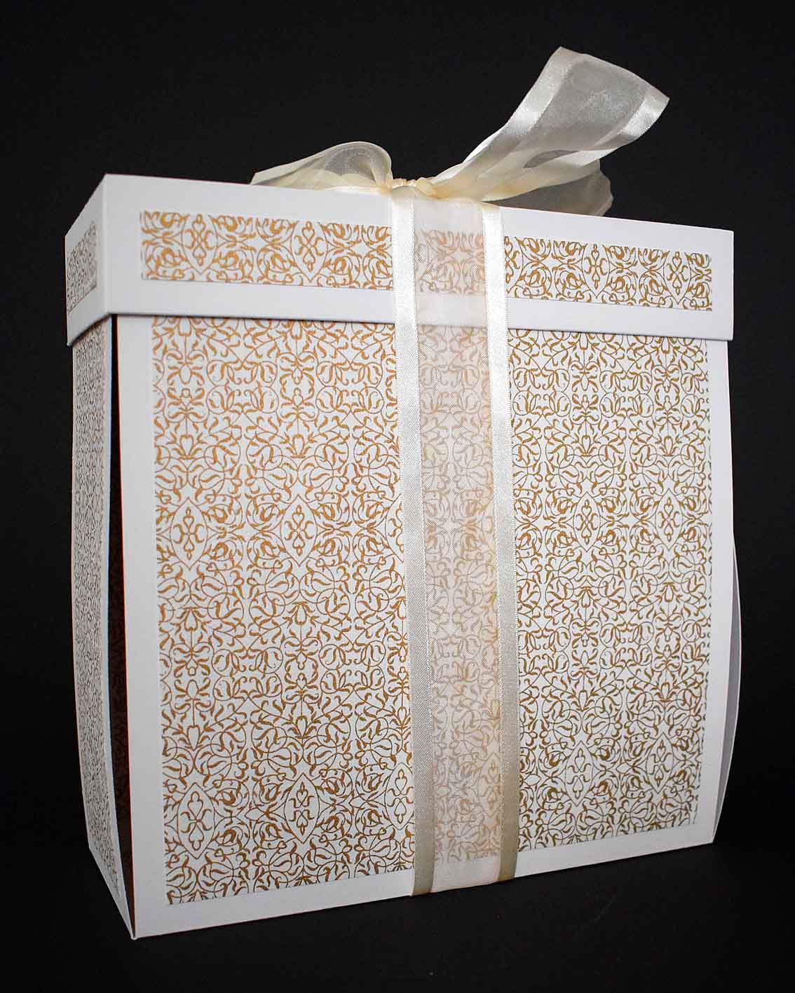 Boîte surprise élégante en forme de sac – coffret cadeau artisanal blanc et doré