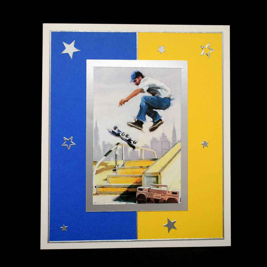 Carte pour ado où diverses occasions , acrobatie de skateur