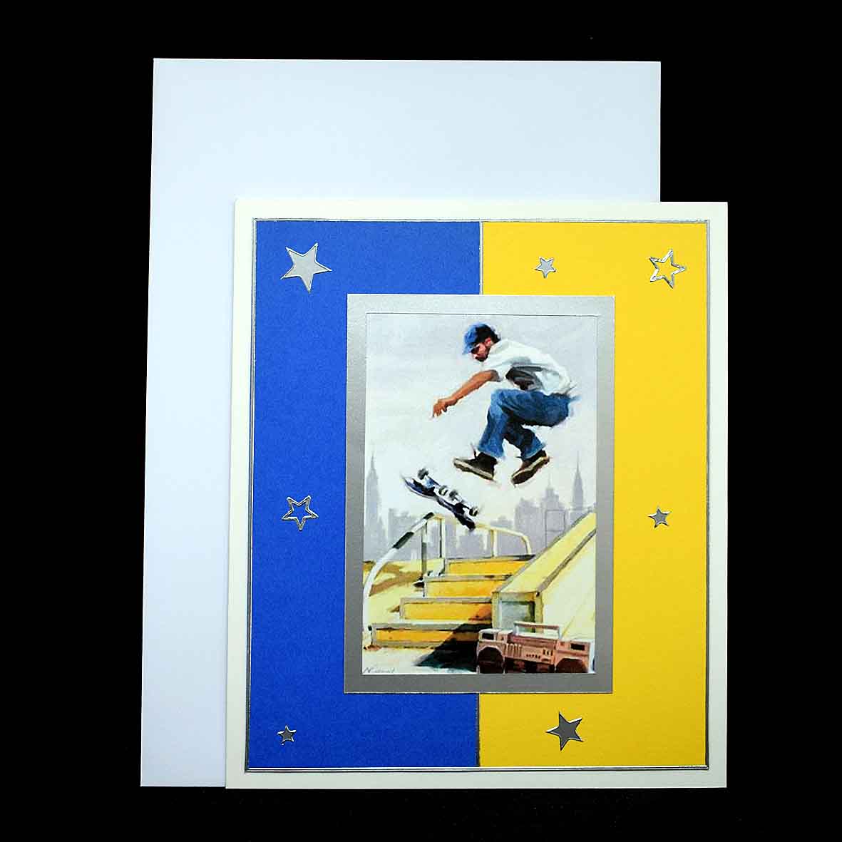 Carte pour ado où diverses occasions , acrobatie de skateur