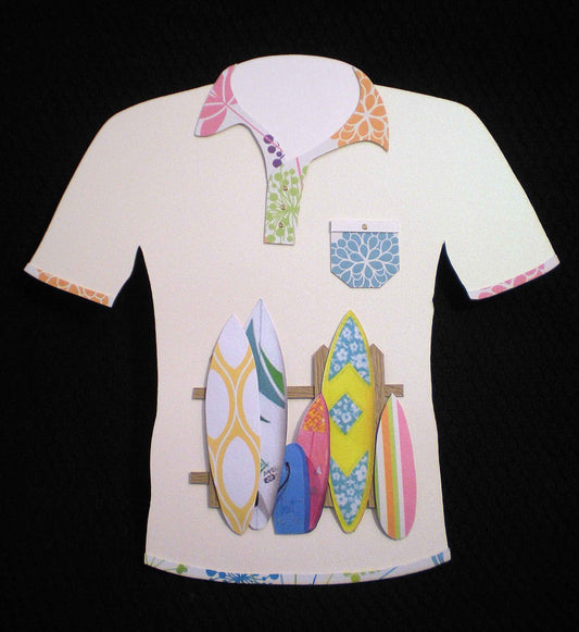 Carte fête des pères en relief " tee shirt surfs"