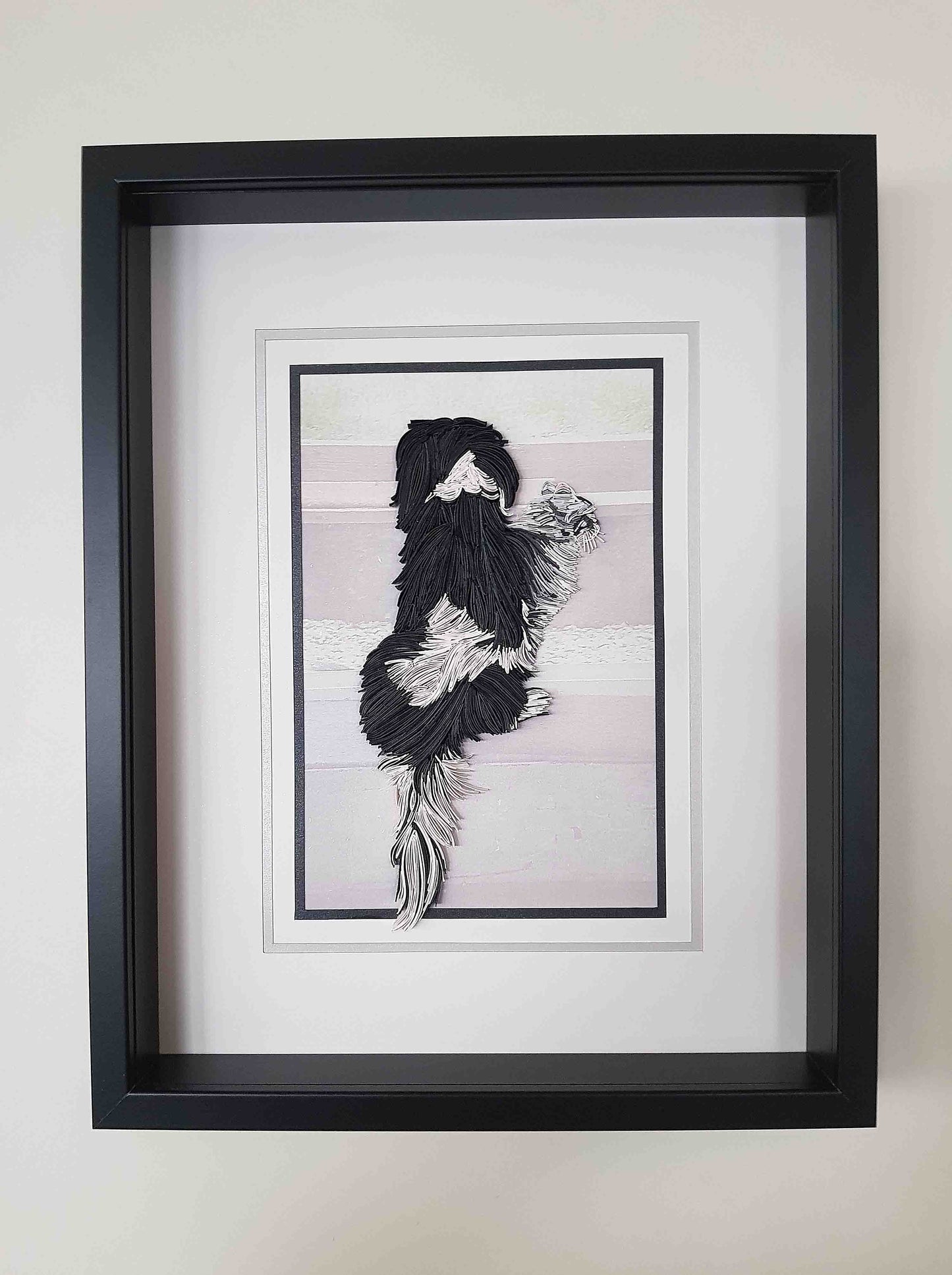 Portrait animal personnalisé en papier 3D – tableau chien ou chat fait main – cadeau unique