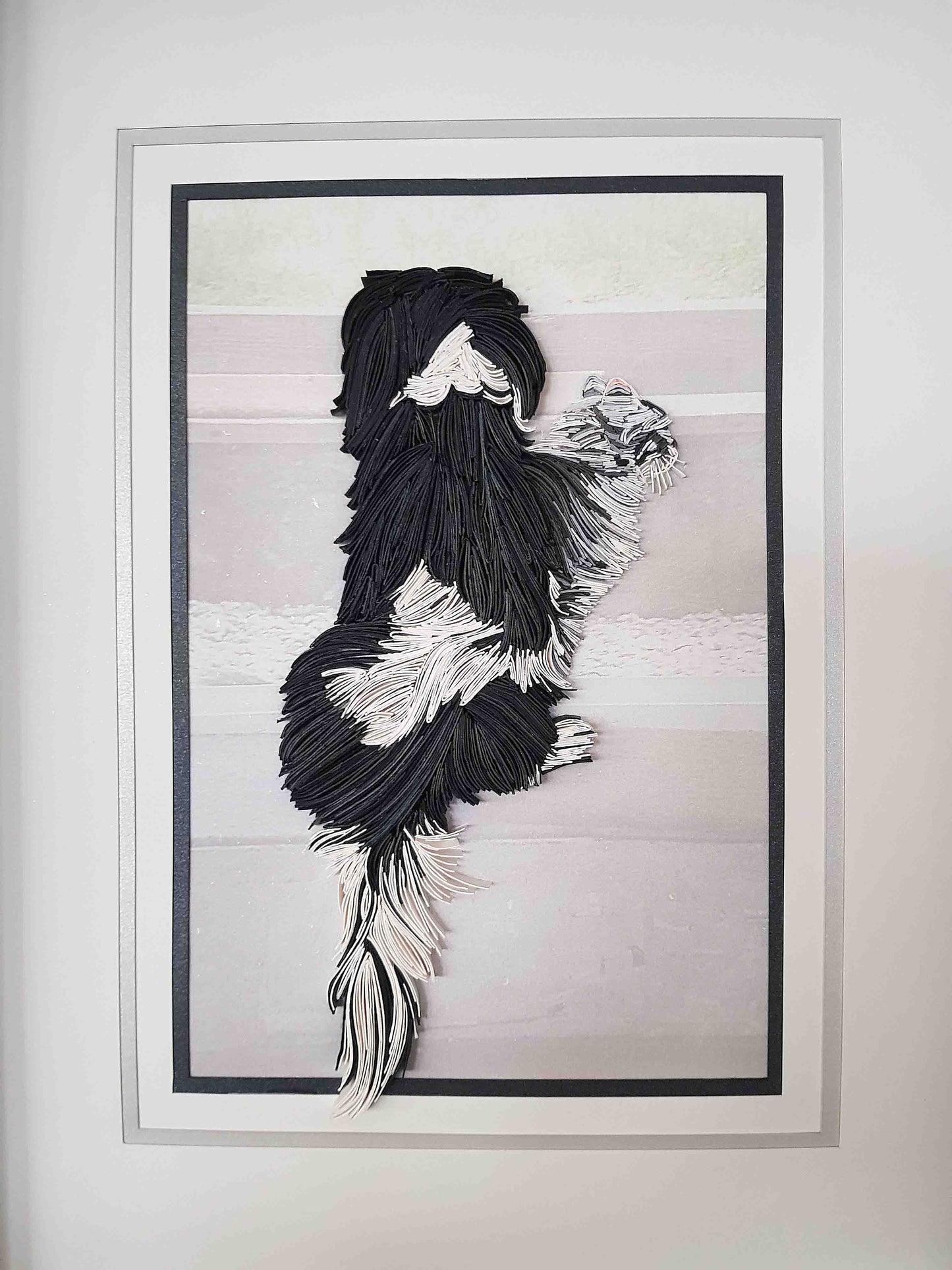 Portrait animal personnalisé en papier 3D – tableau chien ou chat fait main – cadeau unique