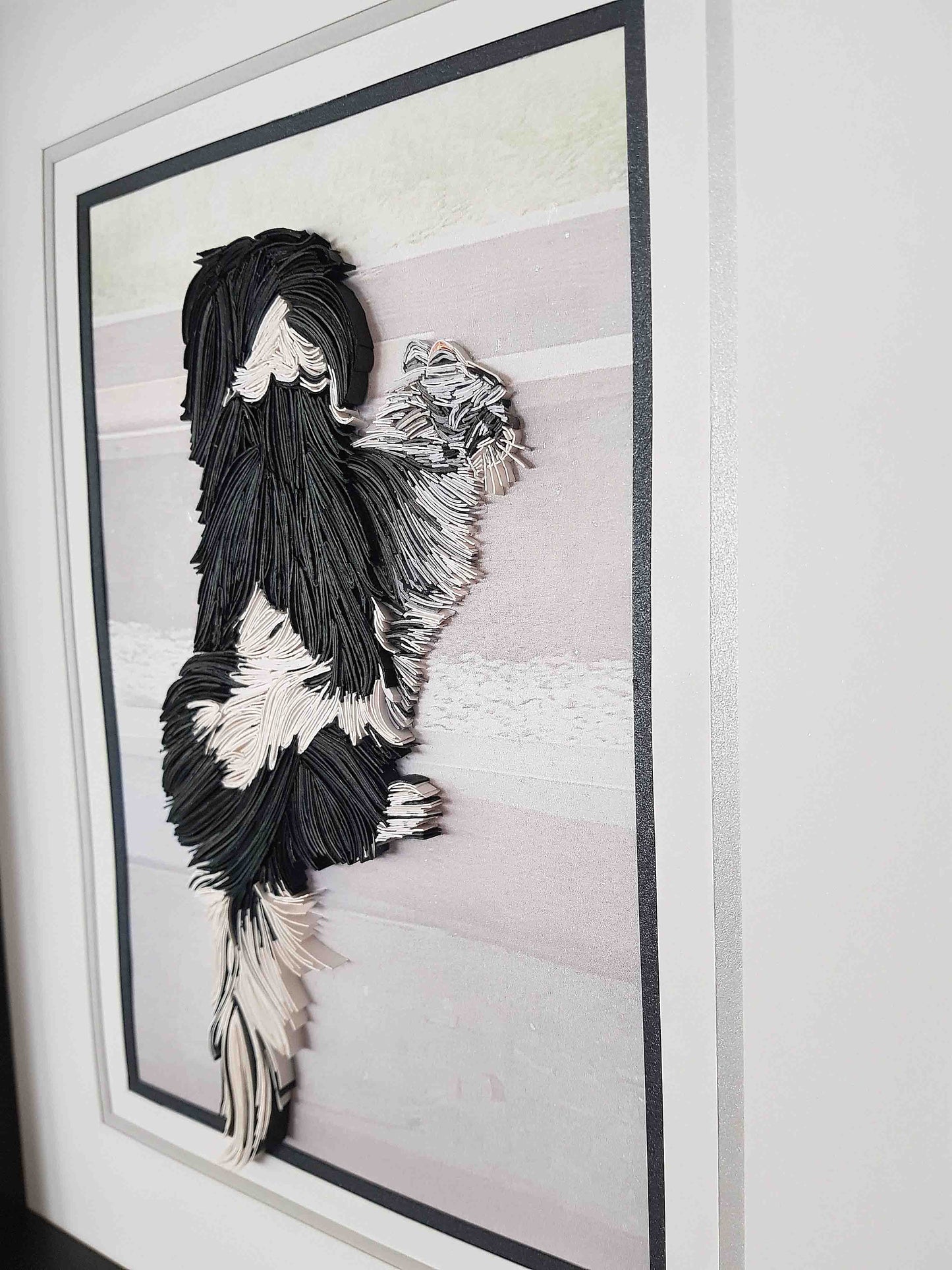 Portrait animal personnalisé en papier 3D – tableau chien ou chat fait main – cadeau unique