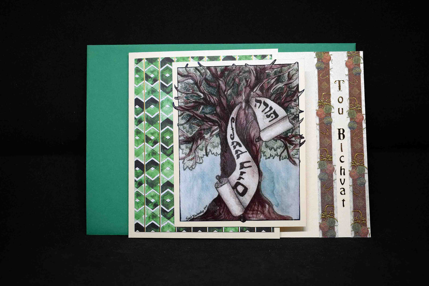 Carte  de Tou Bichvat 3D arbre  – carte artisanale personnalisable fête juive