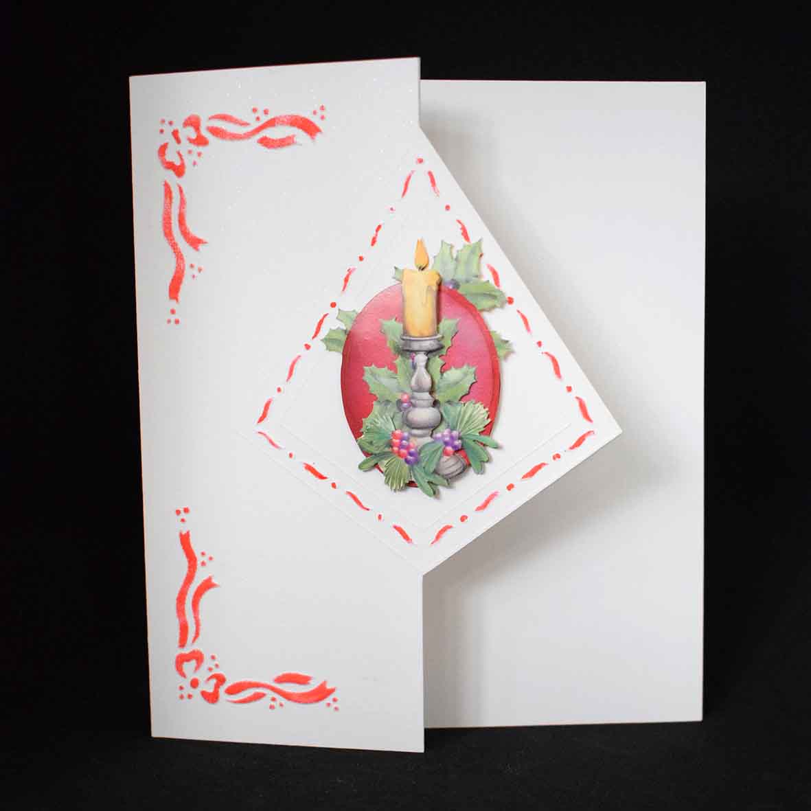 Carte de Noël en relief, triangle découpé, 3D bougie