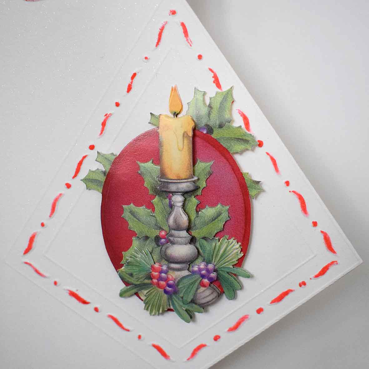 Carte de Noël en relief, triangle découpé, 3D bougie