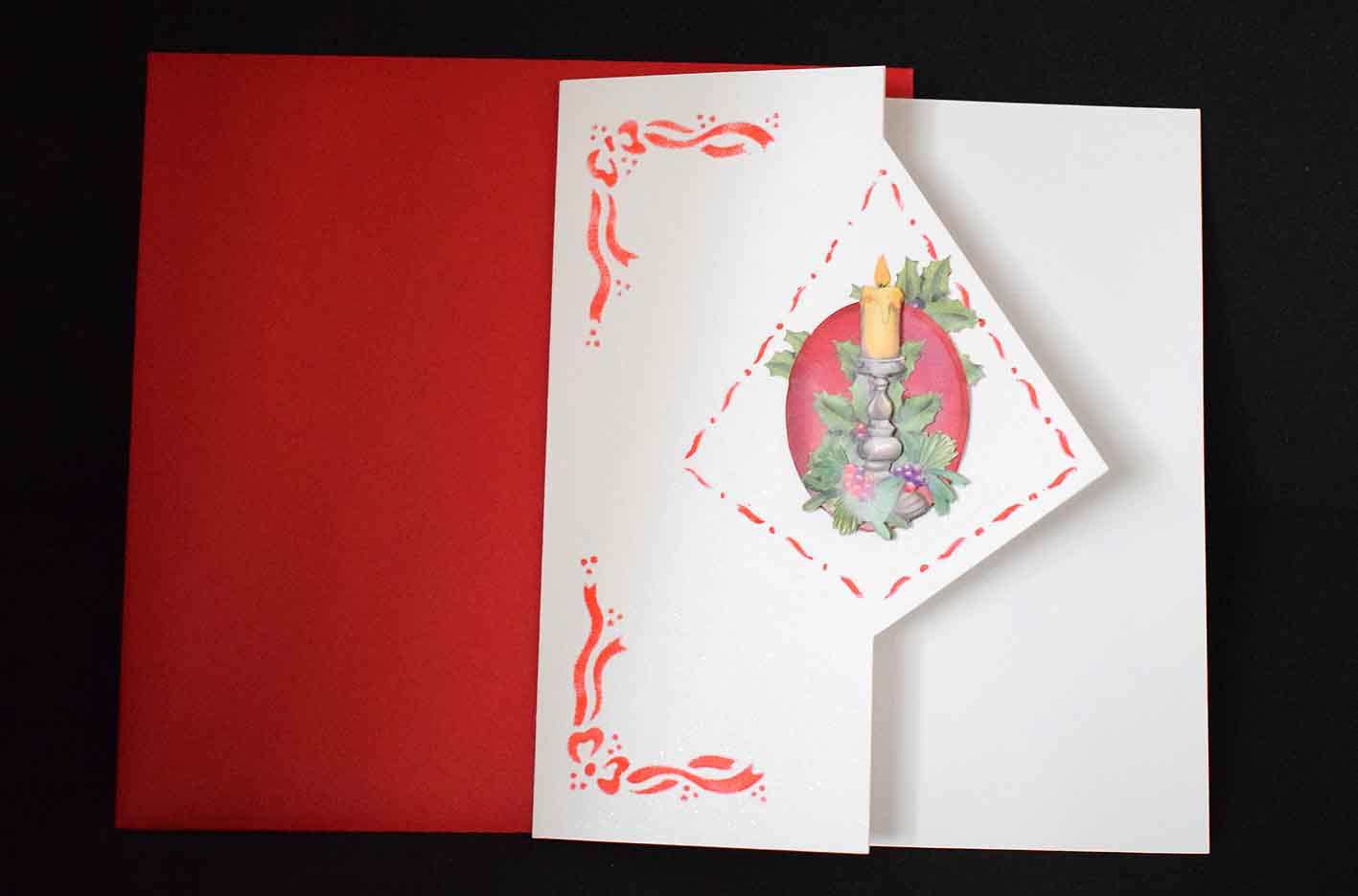 Carte de Noël en relief, triangle découpé, 3D bougie